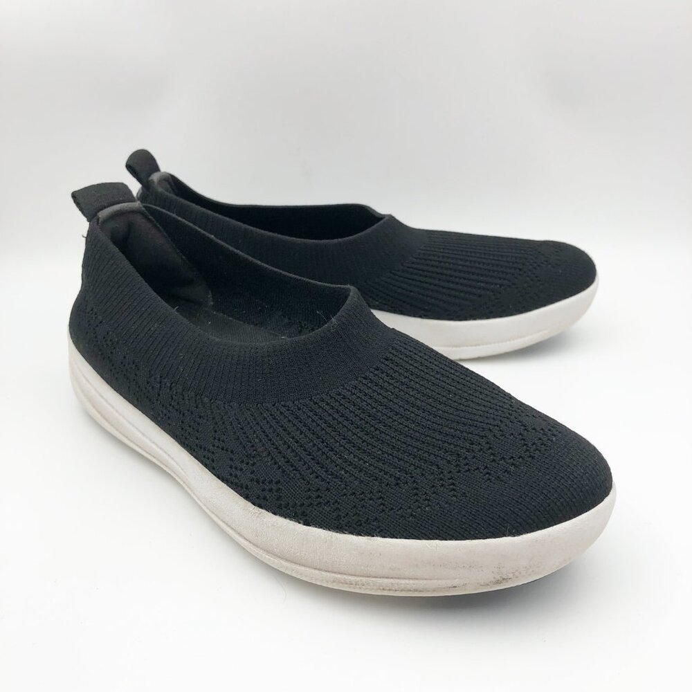 FITFLOP Uberknit Black Slip On Ballet Flats Sneakers Womens 7.5